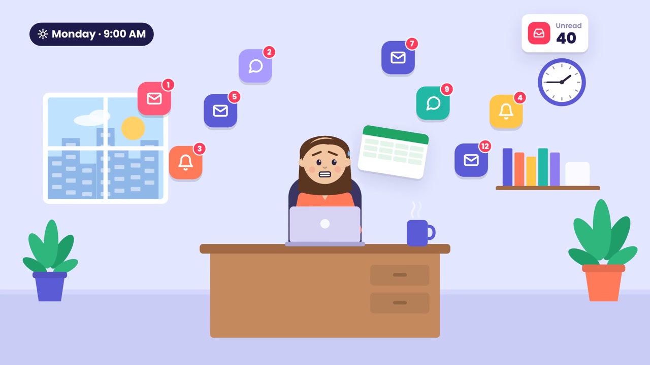 Taskwell — 2D animation preview frame
