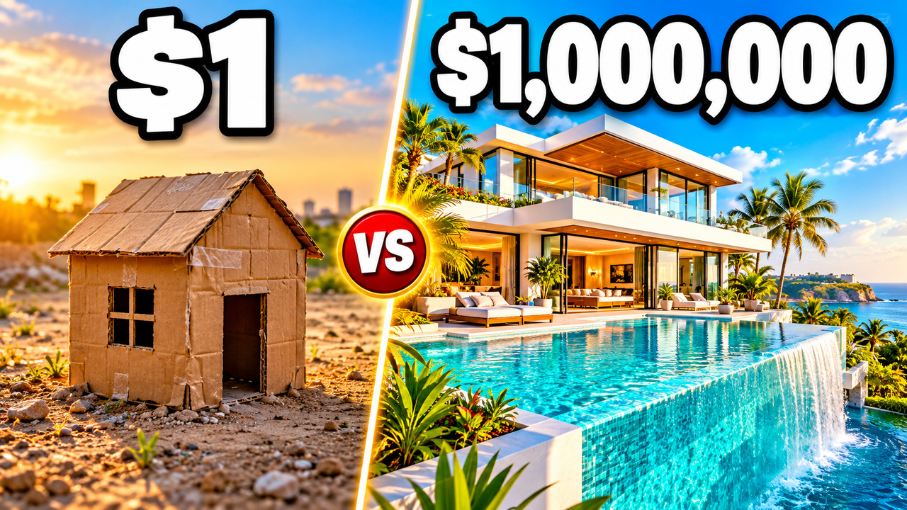 $1 vs $1,000,000 — thumbnail design